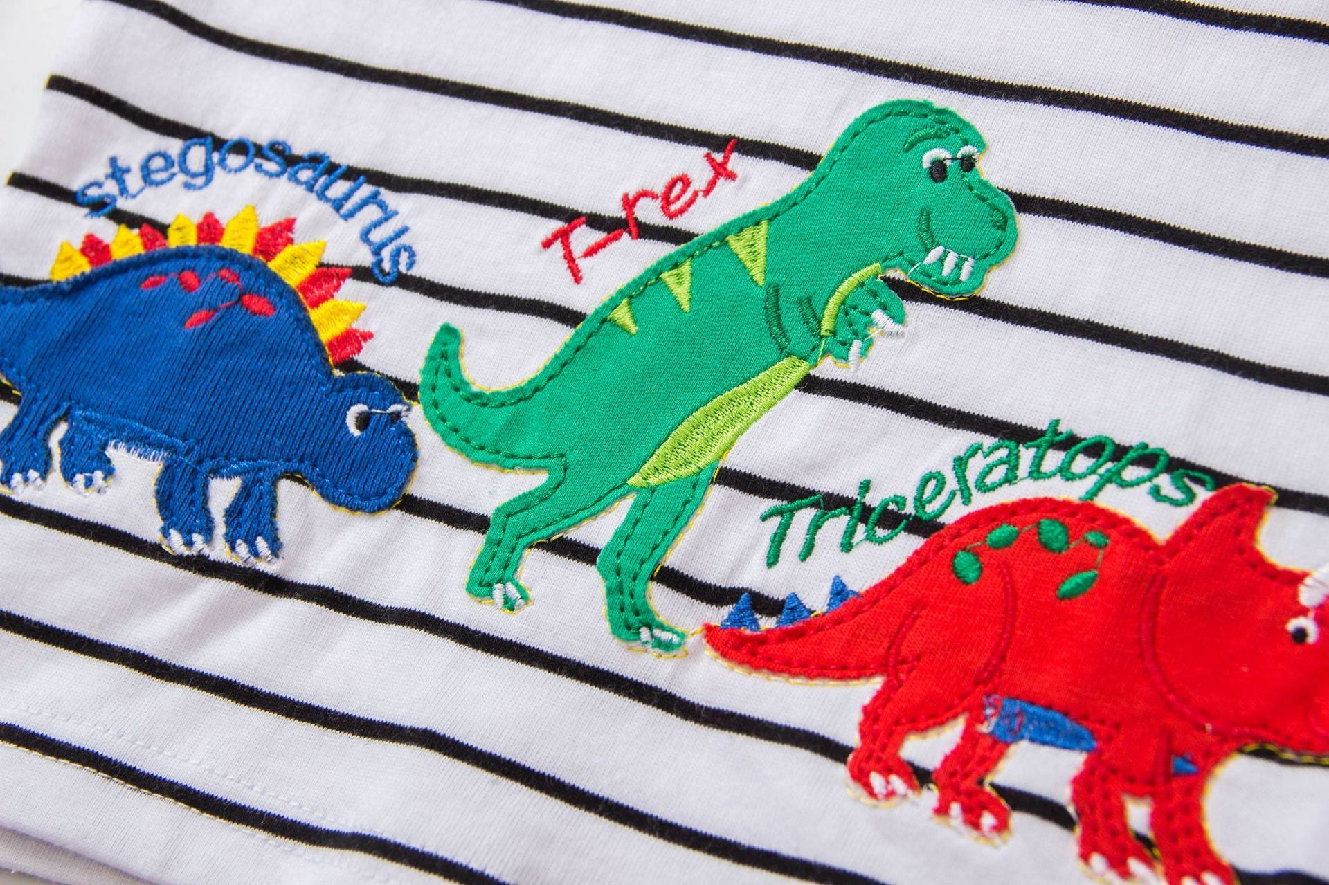 Striped Dinosaur Boys Short-sleeved T-shirt - Bambinos Boutique for boys