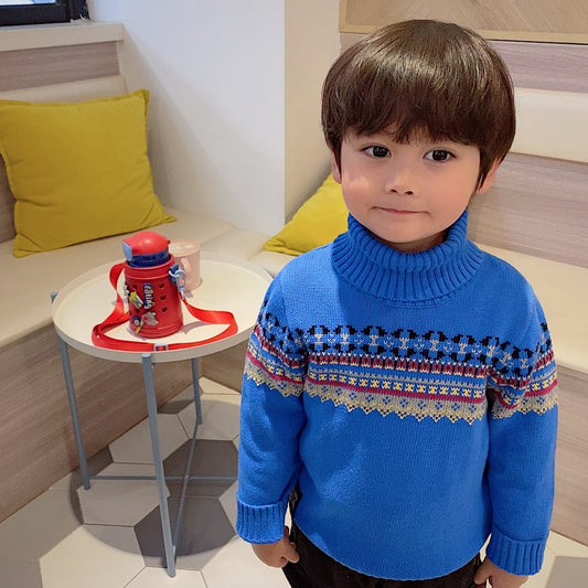 Cool Turtle Neck Blue  Sweater for Toddler Boys - Bambinos Boutique for boys